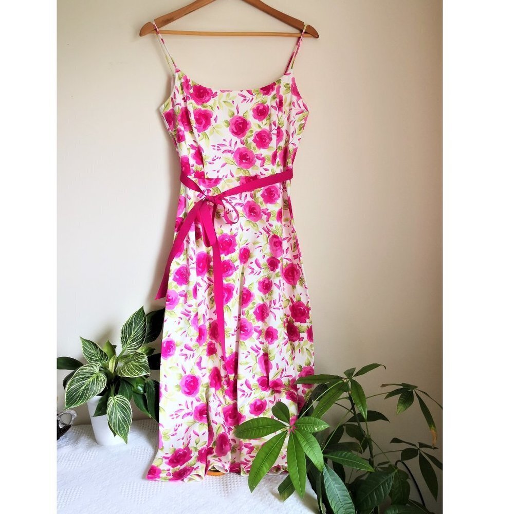 Coldwater Creek Cotton Floral Spaghetti Strap‎ Dress Size 8 Pettie